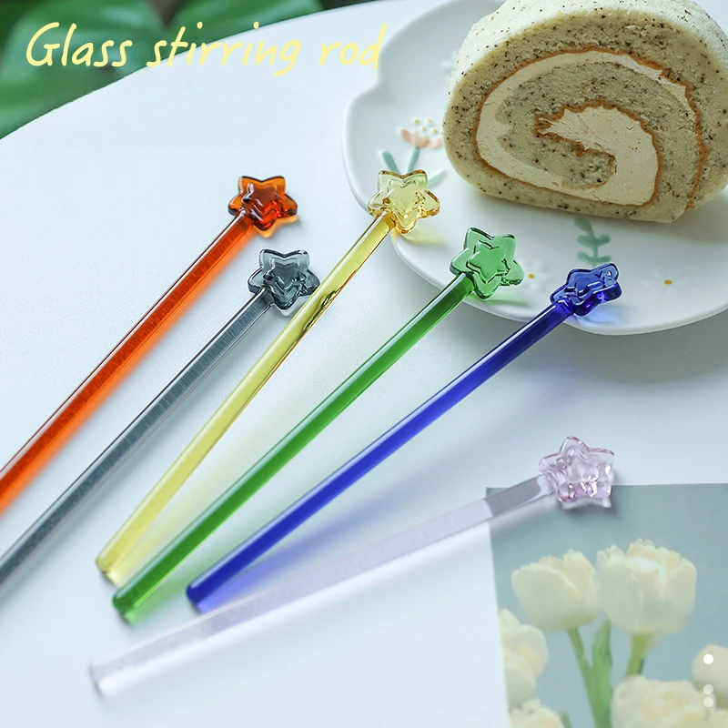 Colorful Transparent Glass Spoon Creative Milk Dessert Cute Bear Spoon Japanese Style Cute Long Handled Coffee Stirring Spoon