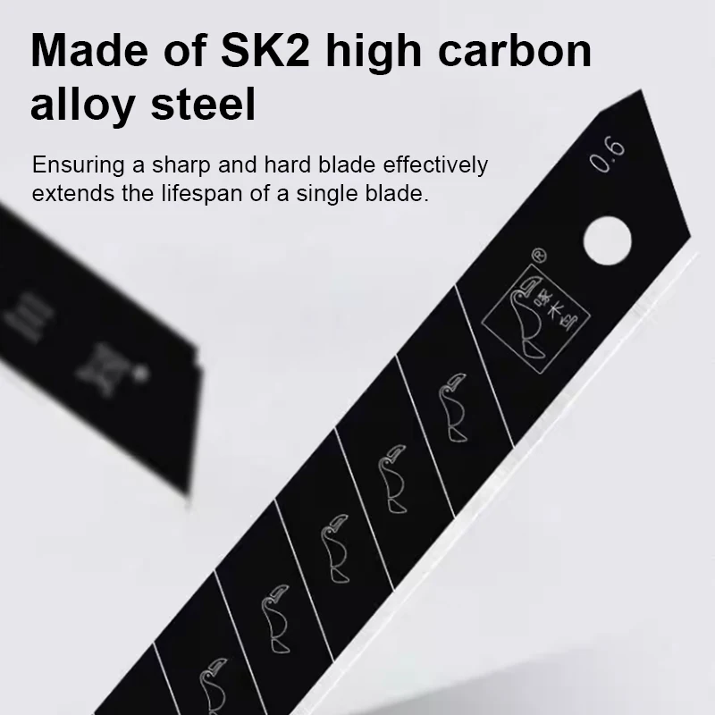 18mm 다용도 칼날 교체용 칼날, 두께 0.6mm, 60개입 °   앵글, 검정색 녹 방지 칼날(골판지 절단용)