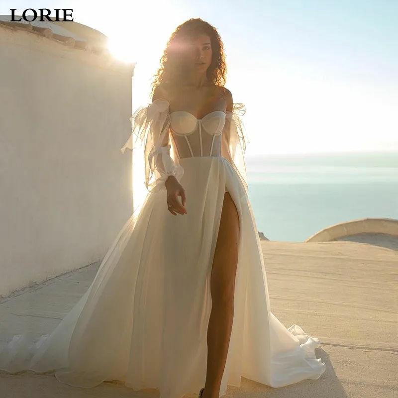 Lorie Off The Shoulder Abiti Da Sposa Principessa Manica A Sbuffo Pizzo Scollo A Cuore Boho Abiti Da Sposa Abiti Da Sposa Con Spacco Laterale