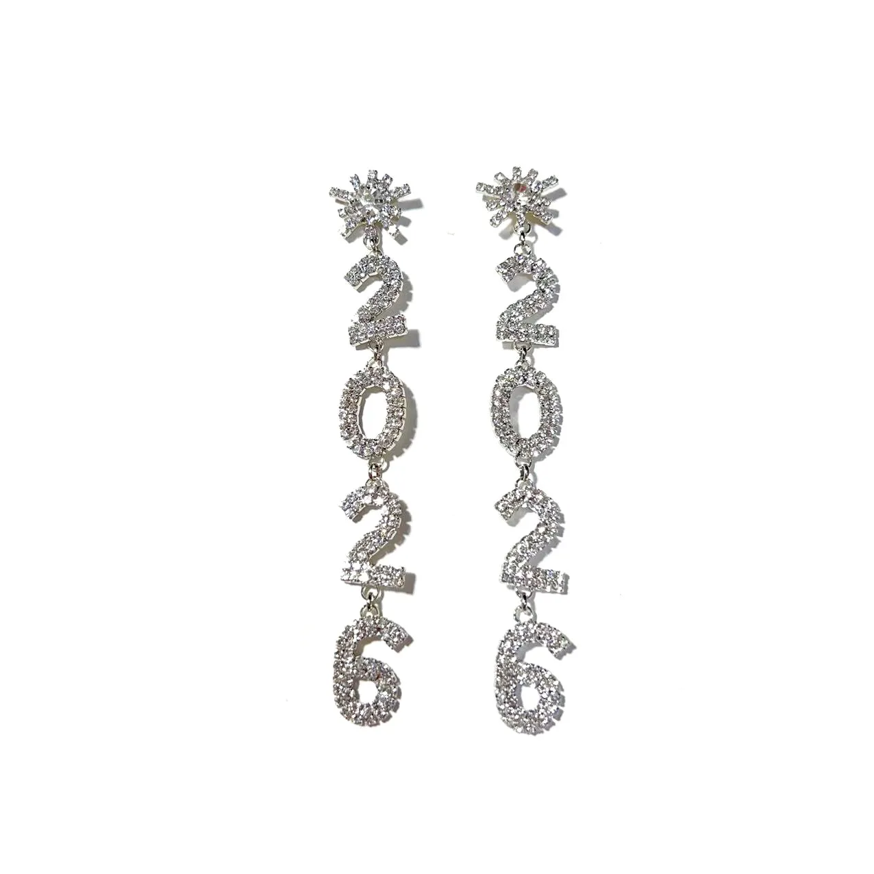 Fashionable and Shiny Rhinestone Snowflake 2026 Long Pendant Earrings Christmas tassel Rhinestone Pendant Earrings
