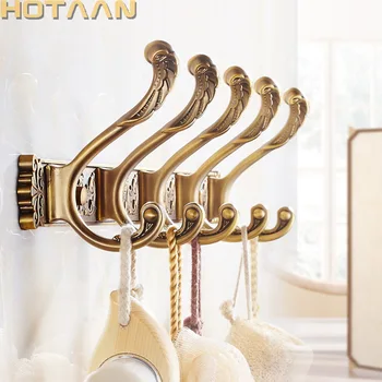 Hotaan Antique en laiton Robe crochet mural porte-serviettes salle de bain accessoires organisateur luxe vêtements crochet support YT-3012 1