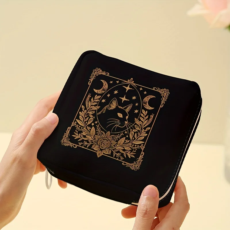 1 pc Cat pattern printed sanitary napkin storage bag, lightweight tissue bag for women's products, sanitary tissue bag