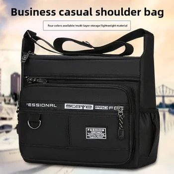Men's cross-body bag with multi-layered pockets, adjustable shoulder strap, business single-shoulder bag 1