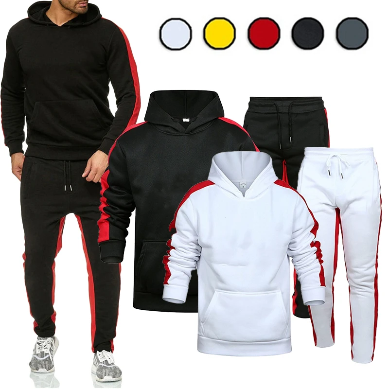 Мужская спортивная одежда свитер хип-хоп Мужская спортивная одежда полосатый топ с капюшоном мужской комплект одежда + спортивные штаны