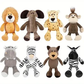 8 Pieces Safari Stuffed Animals Plush Jungle Animal Toys 9.8 Inch Zoo Stuffed Animals Set Cute Plush Toys Best Gift 1
