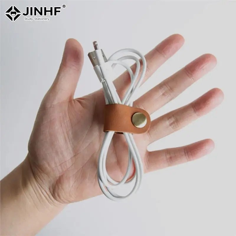 1Pcs Portable Headset Earphone Wire Winder USB Cable Cord Leather Winder Headphone Case Korean Desk Manager