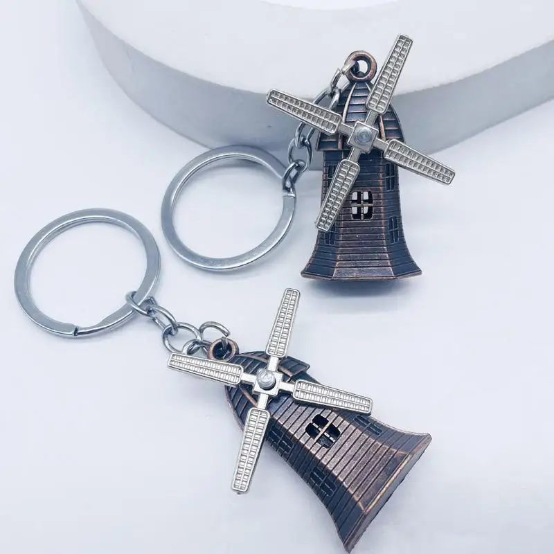 Windmill Keychain Retro Keyring Windmill Shape Key Chains Metal Key Rings Pendant for Car Fashion Ornament Jewelry Findings