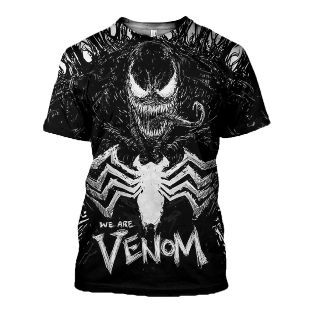 Venom 어린이 캐주얼 반팔 티셔츠, 재미있는 3D 프린팅 티셔츠, 하라주쿠 어린이 성인 상의