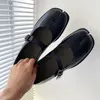 Split Toe Mary Janes Shoes For Women Square heel Tabi Shoes Loafer 2025 Spring Summer Soft Leather Women Pumps Shoes 2