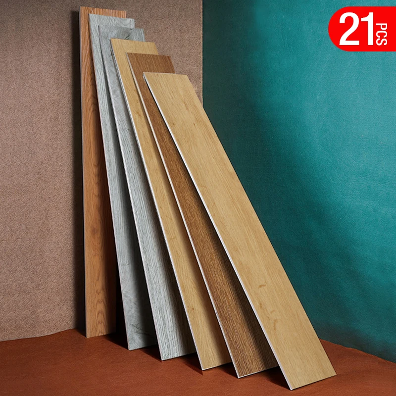 Auto-adesivo Grosso Piso Adesivo Papel de Parede Grão de Madeira Impermeável Parede Adesivo Resistente ao Desgaste 98 Pés 21 Pcs 91 cm x 15cm 3d