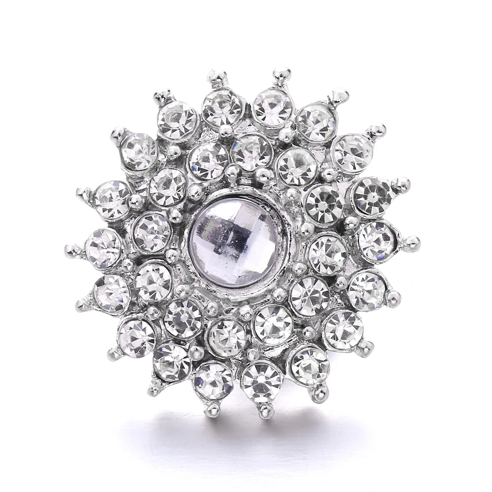 20pcs  Snap Button Jewelry DIY Crystal Rhinestone Flower 18mm 20mm Metal Snap Buttons Fit Snap Bracelet Bangle