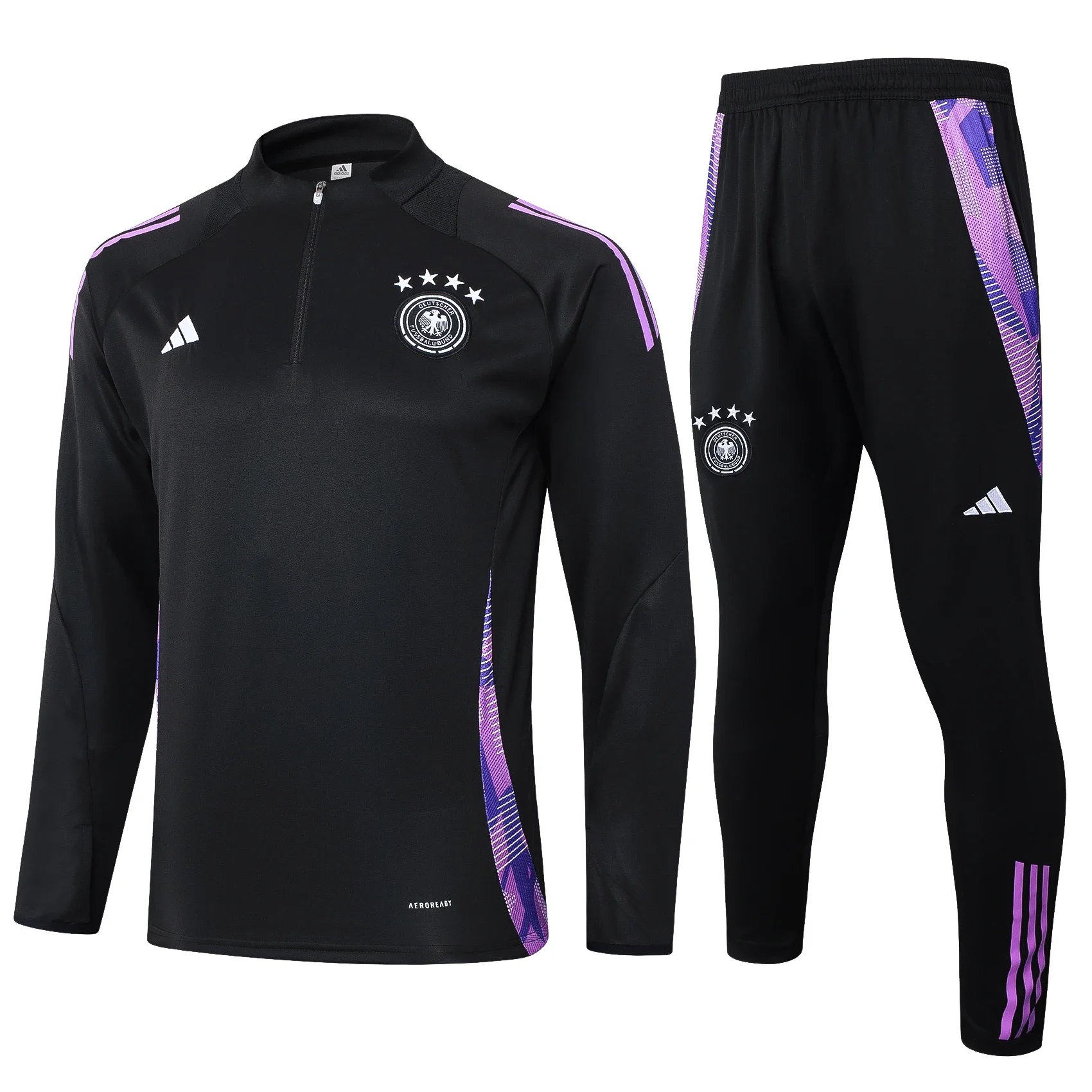 Adidas Soccer Jerseys Men Anti-Shrink Fashionable High-Quality Comfortable Sportswear Training Suit Black and Purple