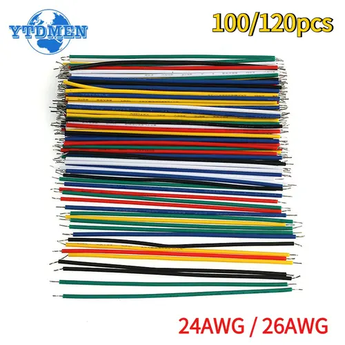 100/120pcs Tin-Plated Electronic Wires Breadboard PCB Jumper Wire 24AWG / 26AWG 6Color Red Blue Green White Yellow Black Diy Kit - Image 2