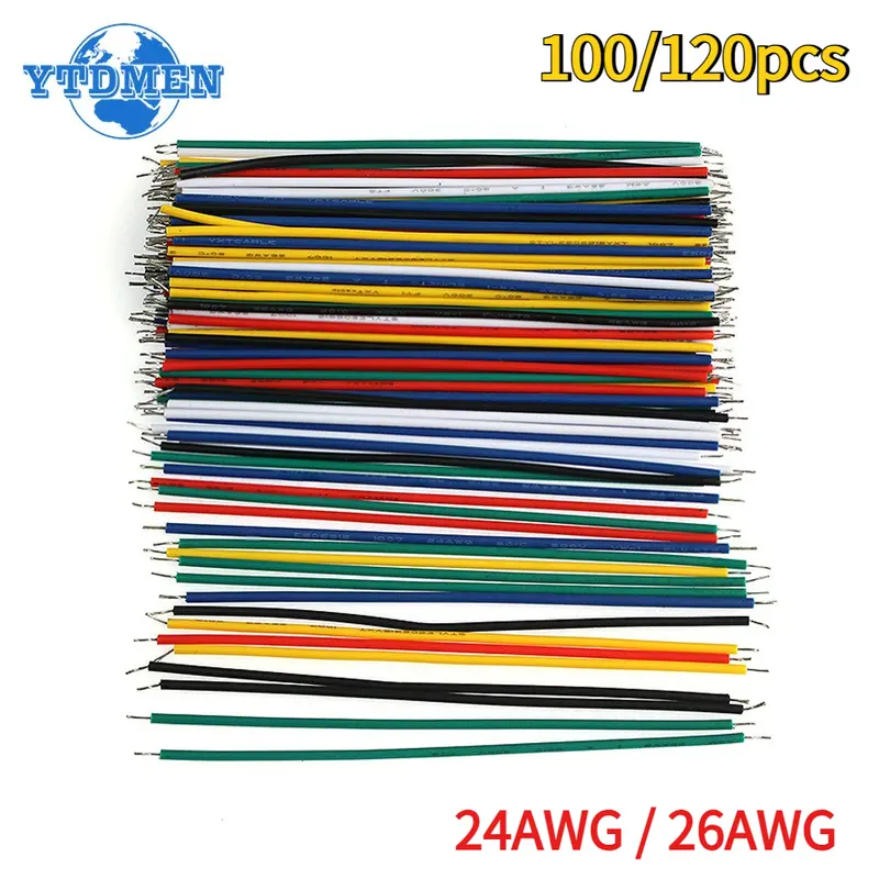 100/120pcs Tin-Plated Electronic Wires Breadboard PCB Jumper Wire 24AWG / 26AWG 6Color Red Blue Green White Yellow Black Diy Kit - Image 2