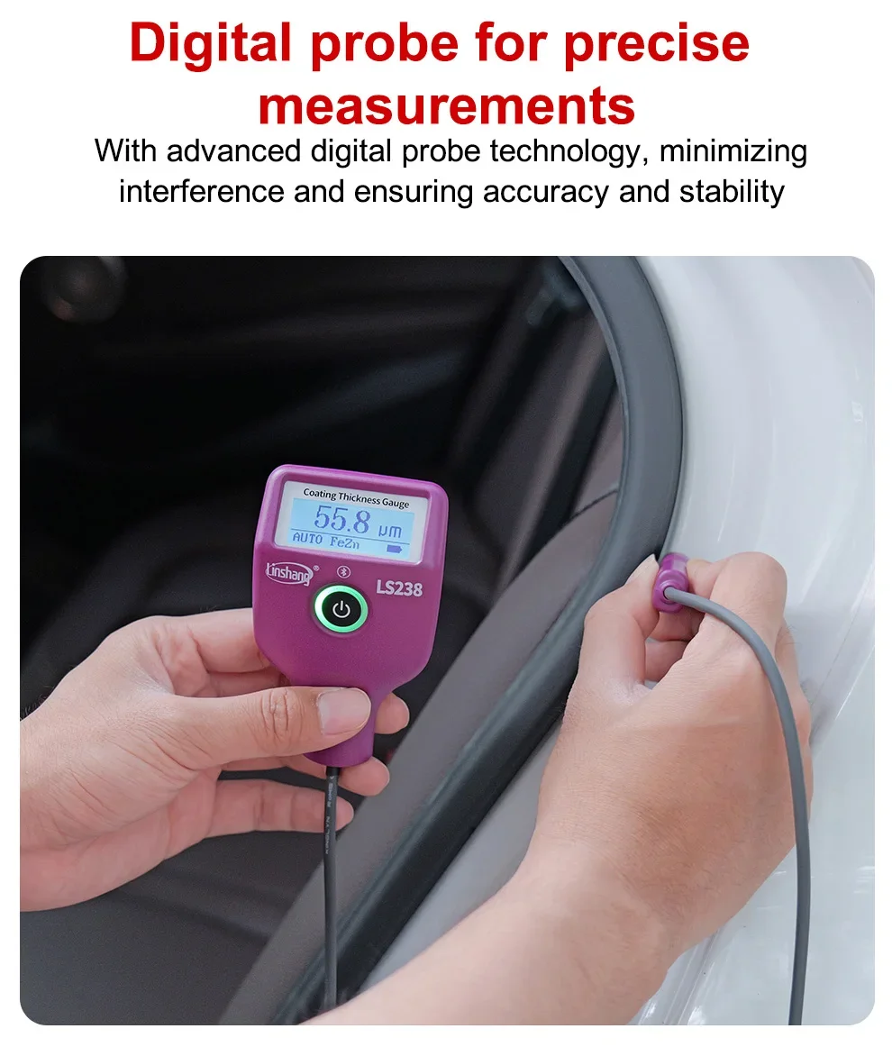LS238 Digital Paint Thickness Gauge 0.0-3500μm Fe/Al Car Paint Coating Thickness