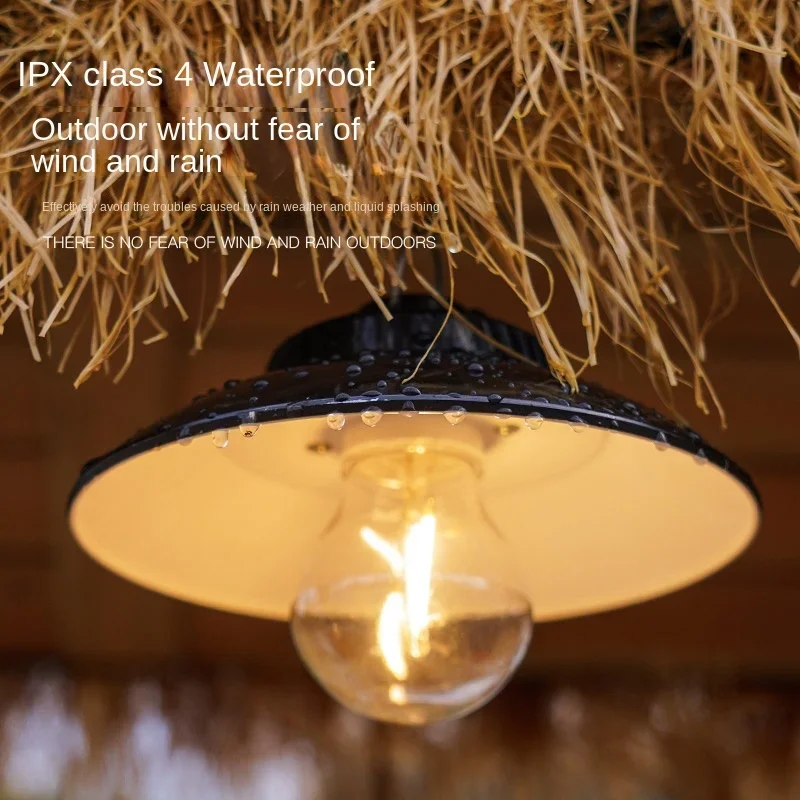 Vintage-Style Rechargeable Camping Lantern - Portable, Dimmable Outdoor Hanging Light