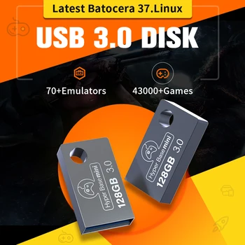 Disco USB 3.0 portatile da 128 GB Ultimo lettore di giochi con sistema Batocera 37.Linux con oltre 43000 giochi 70+emulatori per PS3/PS2/XBOX/Wii/MAME