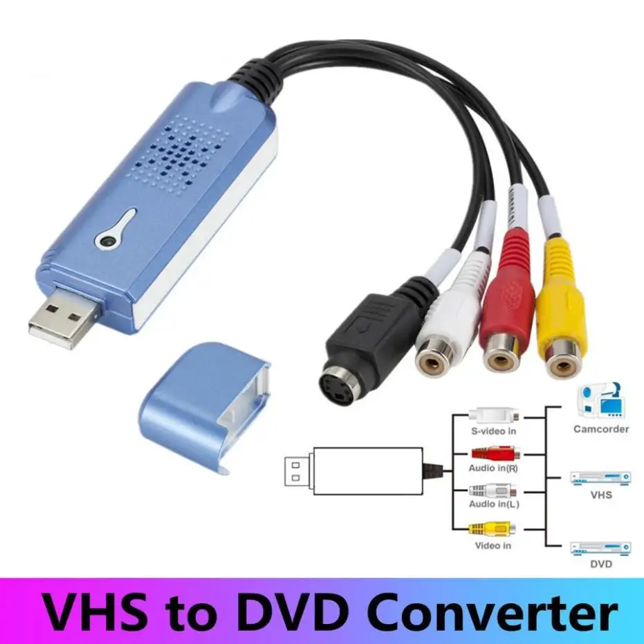Plug And Play For Easycap USB 2.0 Easy Cap Audio Video Capture Adapter VHS DVD DVR TV Card Converter Grabber |