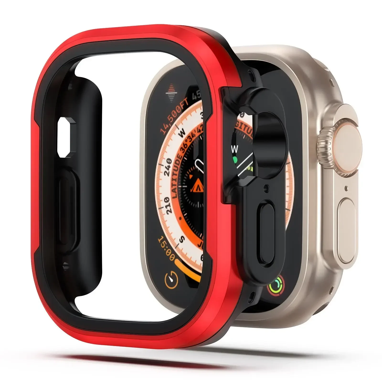 Premium Aluminum Alloy Apple Watch Case with Metal Frame & TPU Bumper Cover