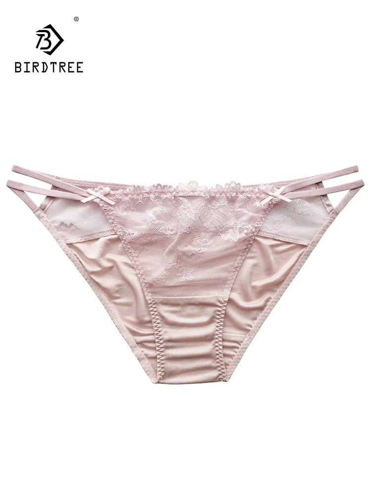 

BirdTree 100%Real Silk Sexy Briefs, Women's Low Waisted Lace , French Erotic Thin Comfortable Underwear, 2024 Summer P41967QC