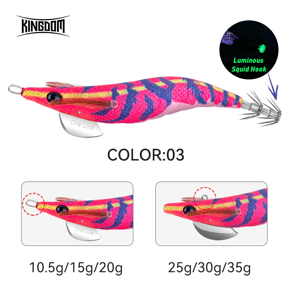 Kingdom Squid Jigs 2.5# 3.0# 3.5# Artificial Fishing Lure Squid