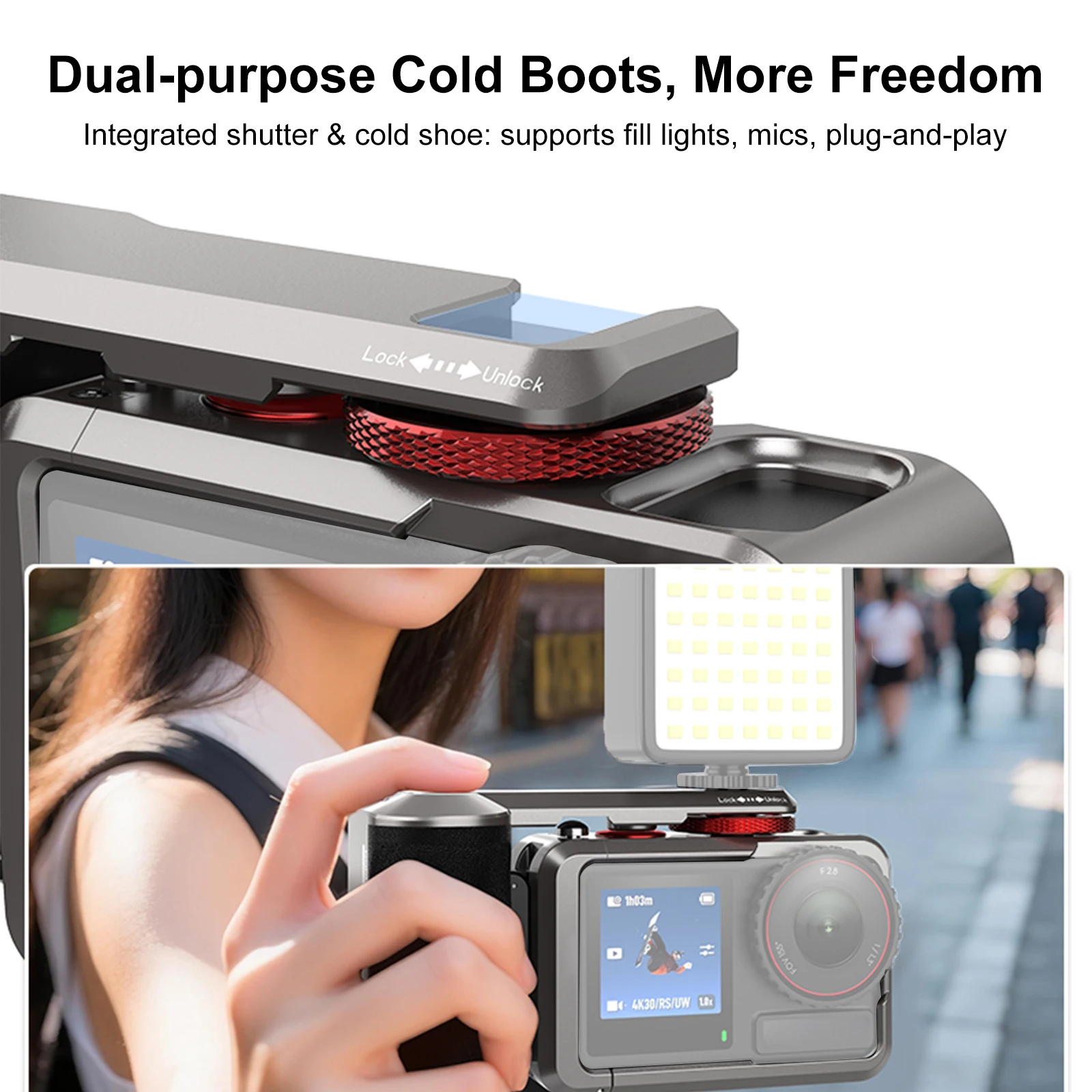 Für DJI Action 5 Pro 4 3, Schutzrahmen, Kombi-Käfig, ultraleichter Rahmen aus Aluminiumlegierung mit Schnellverschluss-Magnetadapter – Detail 10
