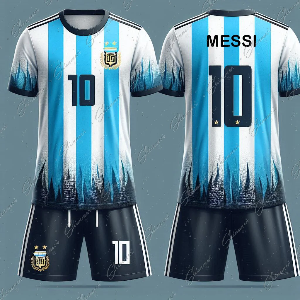 Football Outfit Kids Jersey 2pc Short Sleeves Argentinian Style No.10 Training And Competition Jearsey Jerseys Soccer Kit kids clothing set kids sports suit children sports suit training jersey