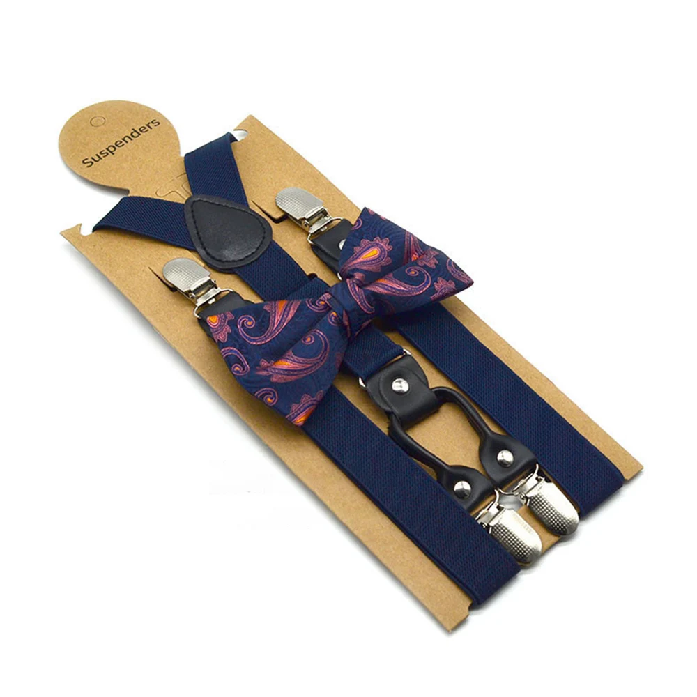 Solid Color Bowknot Elastic Leather Suspenders Braces Men Women Adjustable Straps For Wedding Suit Skirt Accessories Gift