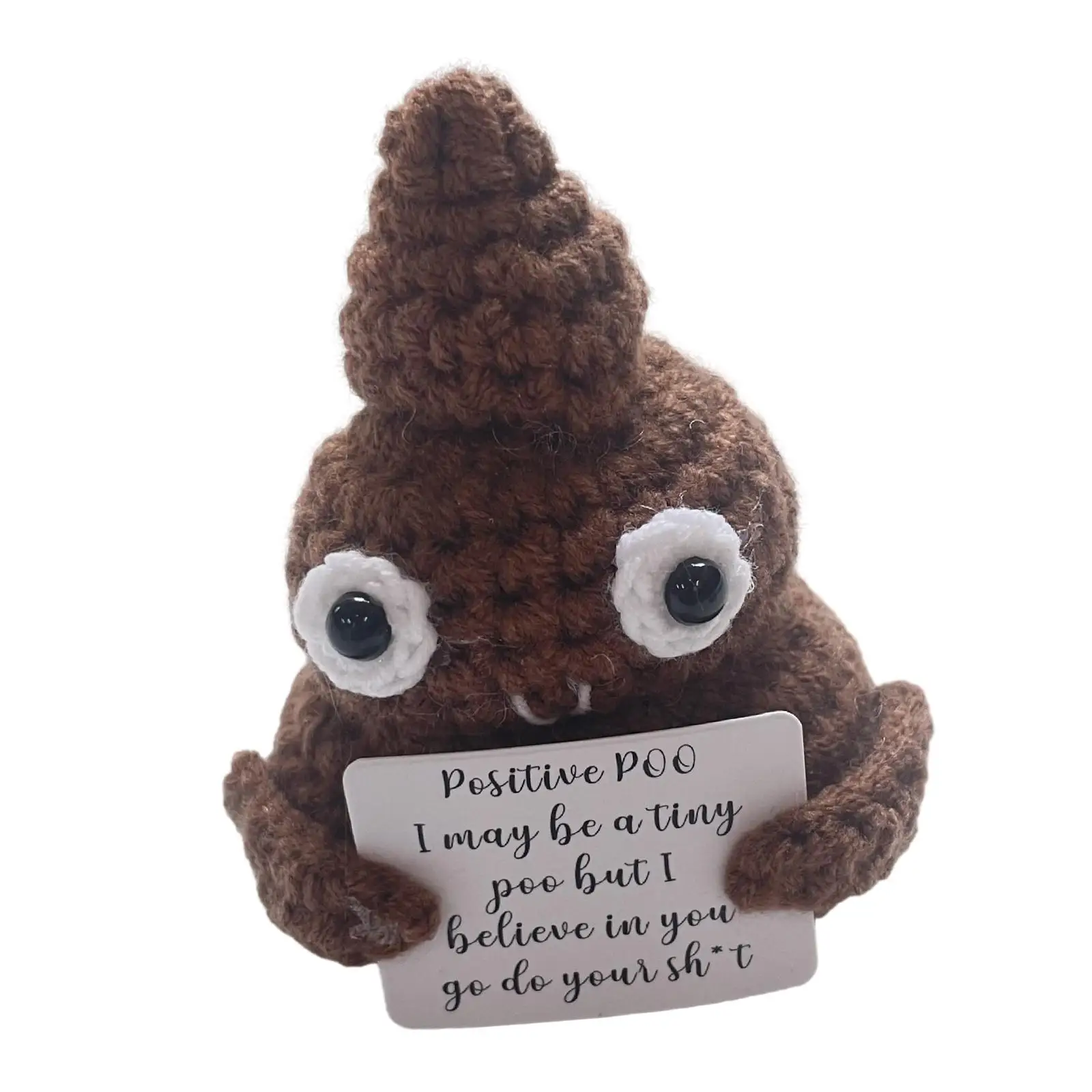 Inspired Toy Gifts with Positivity Affirmation Card Cute Positive Poo  Knitted Doll for Office Xmas Holiday Party Home Decor - AliExpress