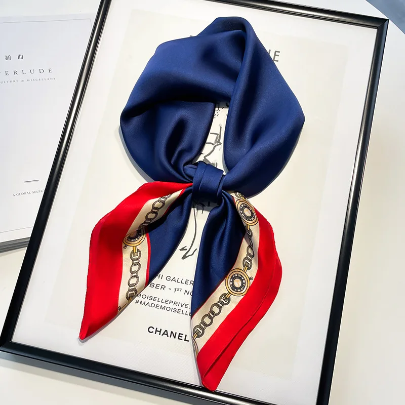 Red Small Square Scarf Women's Silk Scarf 70cm Letter Printed Scarf Square Shoulder Scarf Wholesale Headscarf Hair Accessories 2