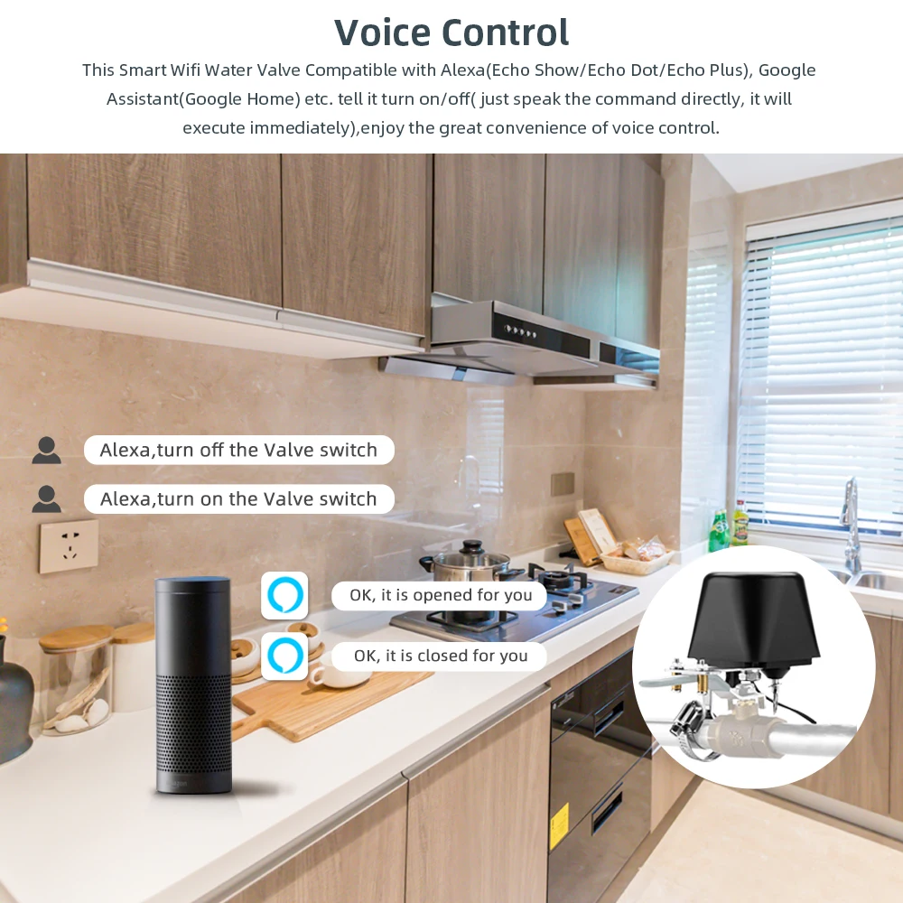 Tuya Smart WiFi ZigBee Клапан утечки водяного газа ВКЛ/ВЫКЛ Автоматическое управление Таймер обратного отсчета Клапан Alexa Google Home Контроллер отключения