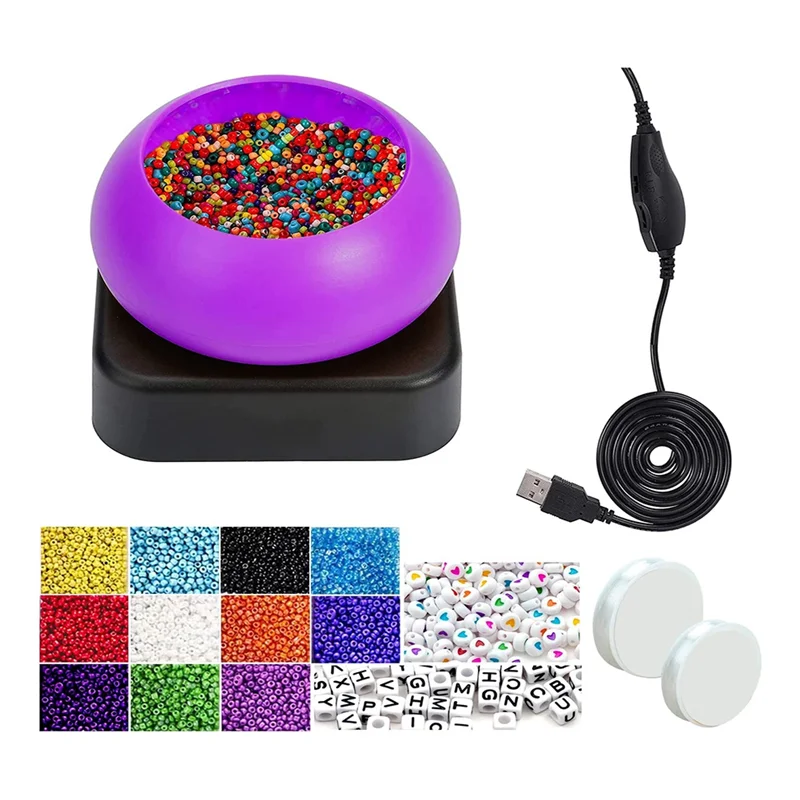 

Electric Bead Spinner for Jewelry Making with Glass Seed Beads for Bracelet Jewelry Making Kit Purple