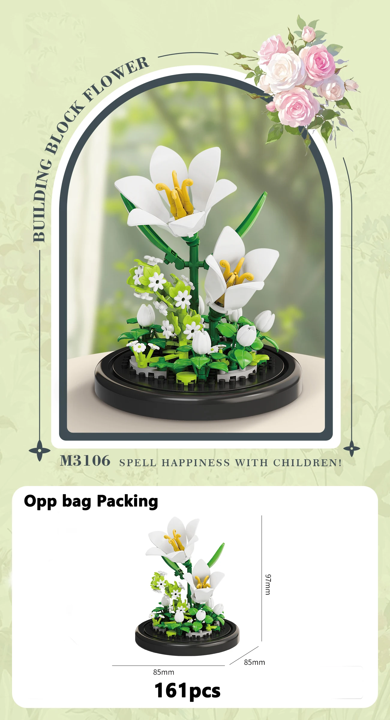 Bouquet di fiori eterni Bonsai Pianta in vaso Micro blocchi di costruzione Modello Decorazione domestica Puzzle Giocattoli Bambini Compleanno Regali di Natale