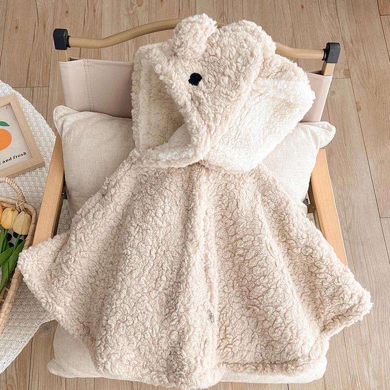 Generisch Capes Thermiques D'hiver à Capuche Pour Bébé Garçon Et Fille, Vêtements De Voyage, Vêtements Pour Nouveau-né, Laine, Coupe-vent, Sac à Dos Pour Enfants, Noir , 12-18 Mois