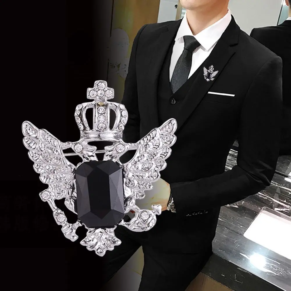 

Alloy Fashion Collar Pin Crown Eagle Pattern Black and Silver for Men Jewelry Accessories Brooch