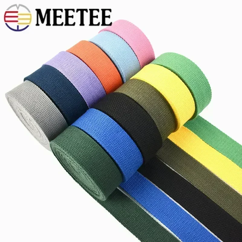 Cotton Webbing Tapes 4Meters 1.3mm Thick 20-50MM Backpacks Strap Band Garment Ribbons Belt DIY Sewing Decoration Accessories