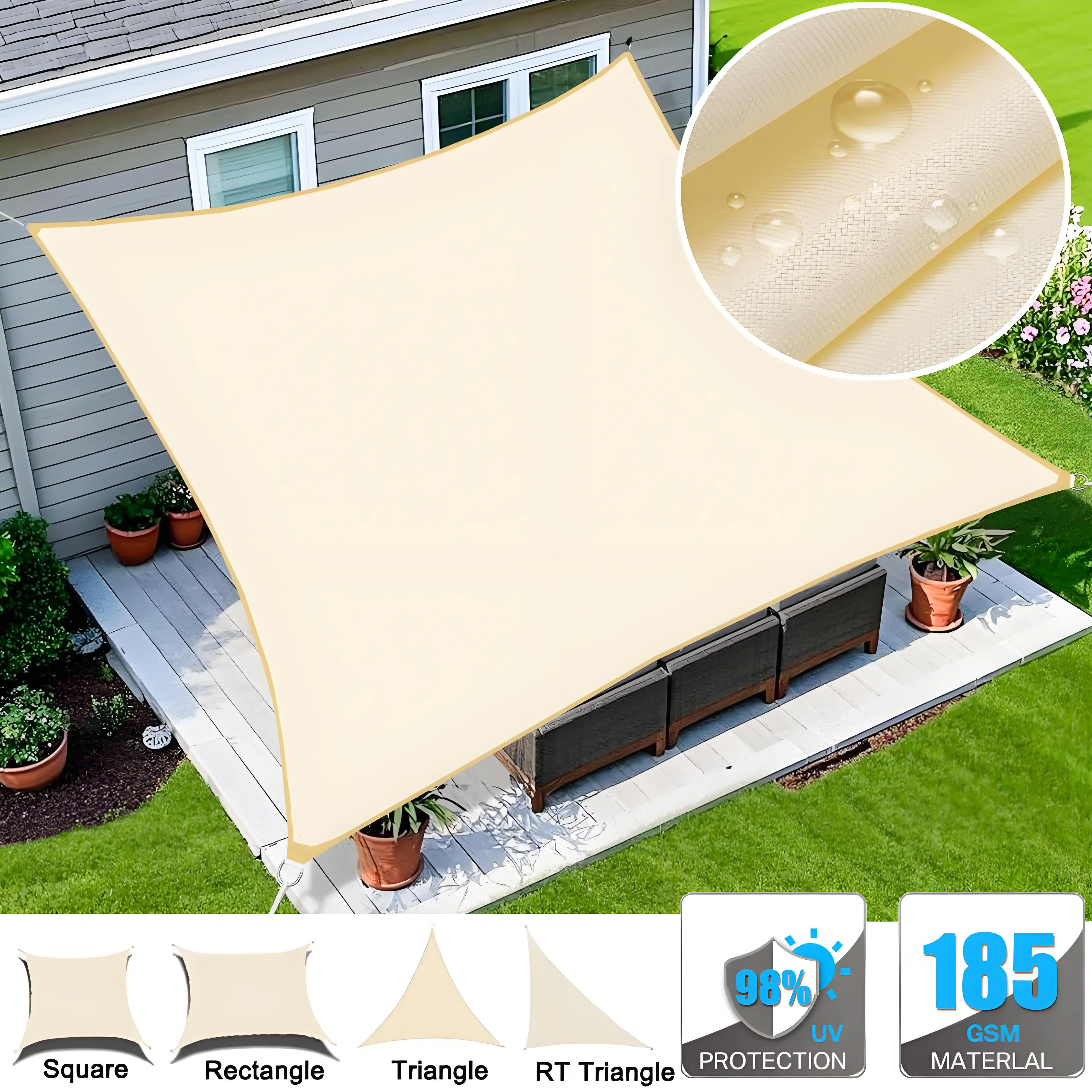 ZHhan Sun Shade Sail Waterproof Sunscreen 98% UV Block Garden Be 並行輸入品 ZHhan Sun Shade Sail Awning Canopy Waterproof Sunscreen 98% UV