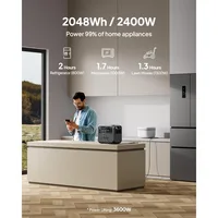 Portable Power Station, Equipped with 200W Solar Panels, 2048Wh Battery Backup Power Supply, and 4 2400W AC Power Sockets 2