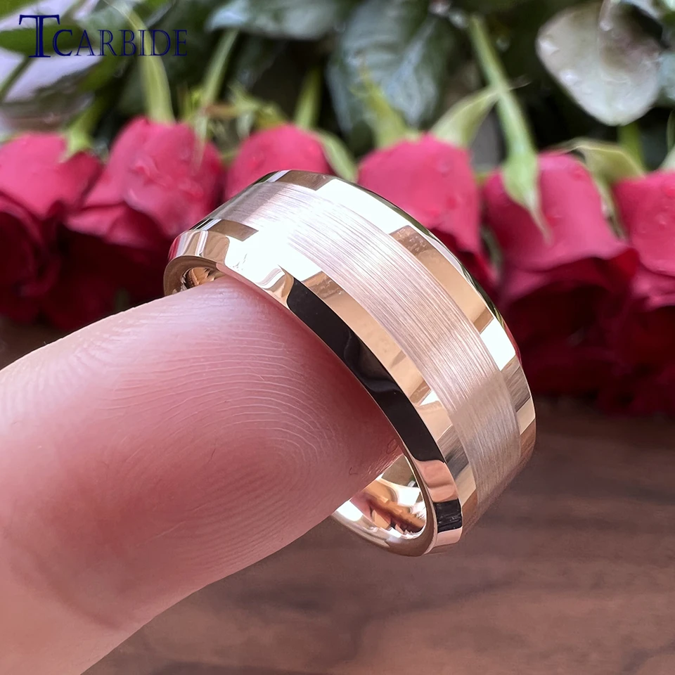 4MM6MM8MM Rose Wedding Band Men Women Classic Tungsten Carbide
