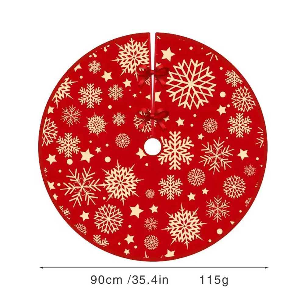 Christmas Tree Decor Mat Snowflake Pattern Round Pad