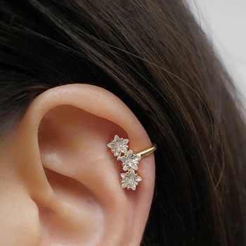 1PC New Fashion Star CZ Zircon Crystal Clip Earrings for Women No Piercing Gold Color Ear Cuff Statement Cartilage Earclips