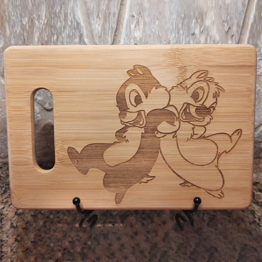 

1pc 33x24cm Anti Slip Antibacterial Cutting Bamboo Board Christmas Gift for MOM Chipmunk Movie Inspired Kitchen Decor Customized