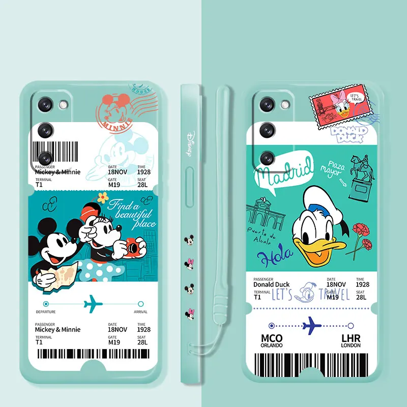 Square Liquid Carcasa Case Disney Mickey Fly Travel Card Per Samsung Note 20 S22 Ultra 5G 10 Lite S10E S21 Plus S10 S20 Fe