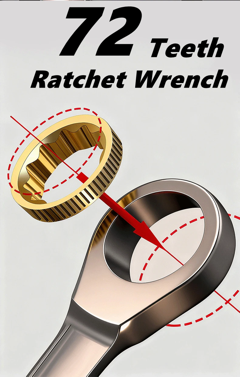 Universal 72-Tooth Ratchet Wrench Set for Automotive Repair and Maintenance
