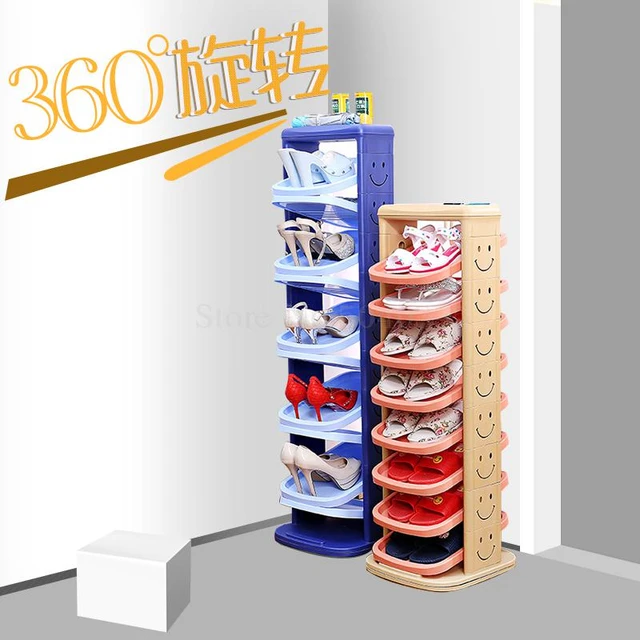 Zapatero giratorio de plástico para el hogar, montaje de gabinete de  almacenamiento creativo, puerta vertical simple, multicapa - AliExpress