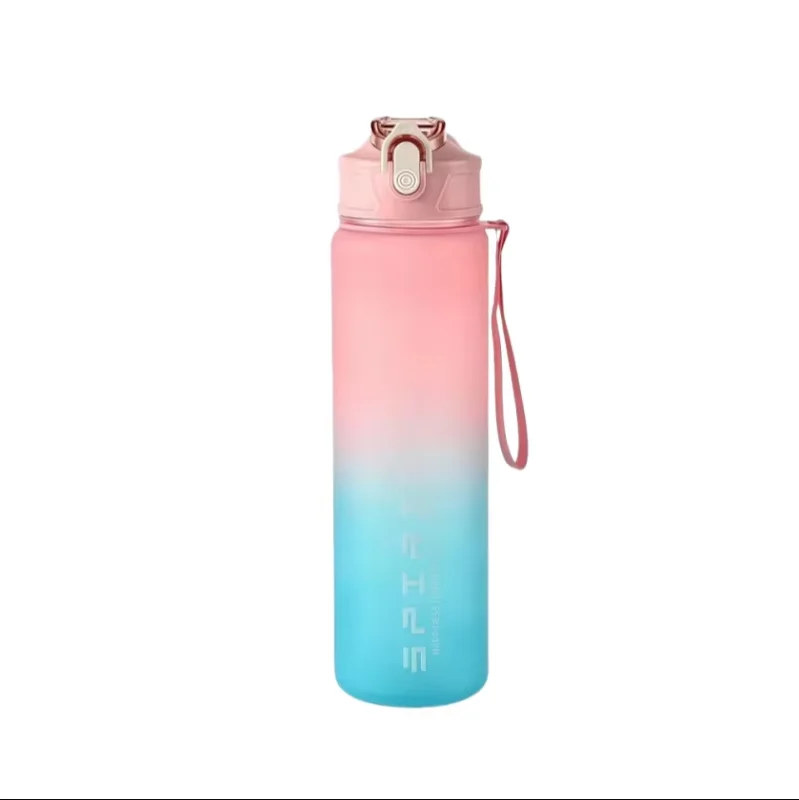 Time-Tracking Leak-Proof Sports Water Bottle with Locking Flip Cover