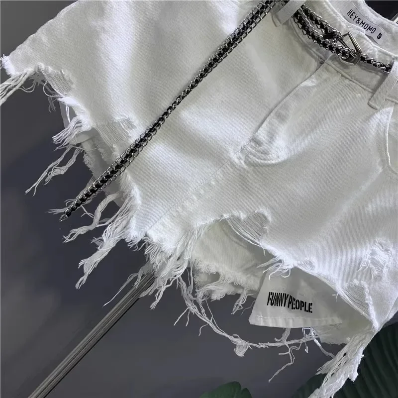 Back view of white denim skirt