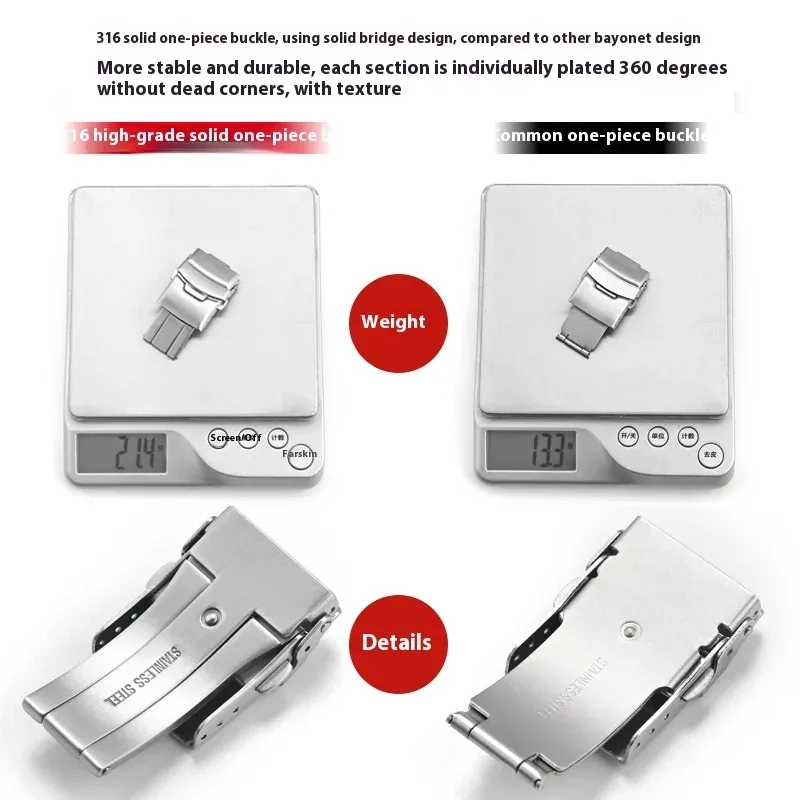 16mm 18mm 20mm 22mm 316L Solid Stainless Steel Watch Clasp Folding Buckle with Safety Premium Men Women Metal Watch Buckle watch buckle clasp watch buckle