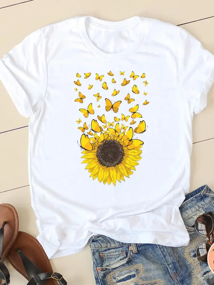 

Butterfly Lovely Trend Cute Short Sleeve Ladies Casual Clothing Women T Clothes Print T-shirts Fashion Female Graphic Tee