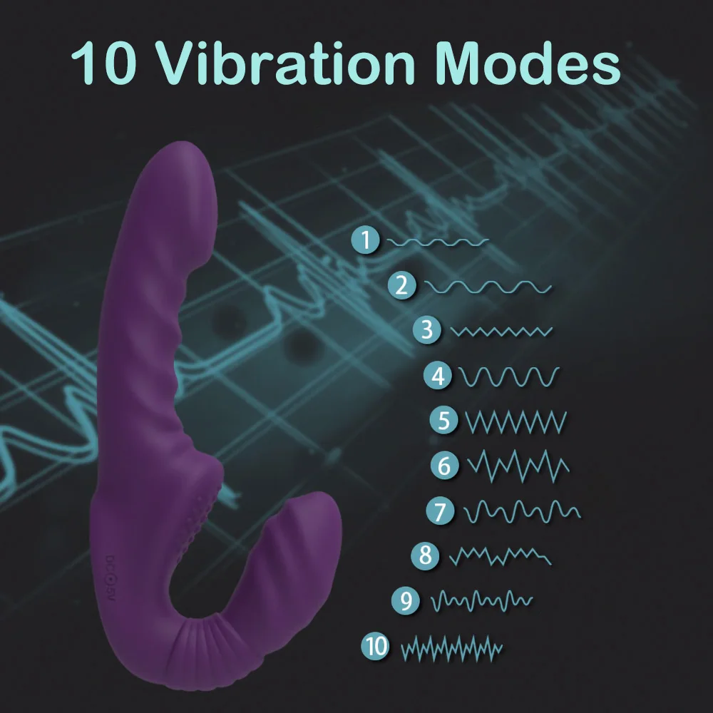 Strapless Strap-on Dildo Vibrator with Remote Control for Women Lesbian Couples G-Spot Double-Ended Adult Sex Toys with 10 Modes Wholesale Supplier S4a3869cc2df047b2863c1972df16d52ar